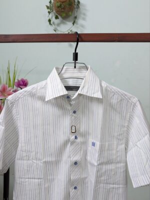 Givenchy Men – সাদা লাইন স্ট্রিপ হাফ হাতা শার্ট - White color stripe half sleeve shirt